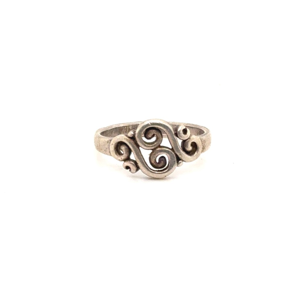Vintage Sterling Silver 925 Scroll Swirl Ring Size 8.5 Boho Filigree Band
